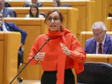 La ministra de Sanidad, M&oacute;nica Garc&iacute;a, durante la sesi&oacute;n de control al Gobierno del pleno del Senado este martes, en Madrid.