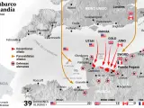 Mapa sobre el desembarco de Normandía.