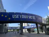 Imagen de la entrada del Parlamento Europeo, en Bruselas.