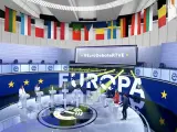 La escenograf&iacute;a del debate con los candidatos a las elecciones europeas, en RTVE.