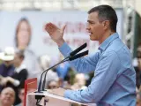 El presidente del Gobierno y líder del PSOE, Pedro Sánchez, en un acto de campaña.