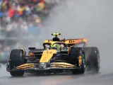 McLaren's British driver Lando Norris races during the first practice session for the 2024 Canada Formula One Grand Prix at Circuit Gilles-Villeneuve in Montreal, Canada, on June 7, 2024. (Photo by CHARLY TRIBALLEAU / AFP)