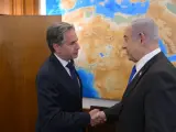 El secretario de Estado de Estados Unidos, Antony Blinken, con el primer ministro de Israel, Benjam&iacute;n Netanyahu.
