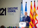 El alcalde de Barcelona, Jaume Collboni, durante el acto inaugural.