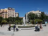 Actual fuente de la plaza de Olavide tras la reforma.