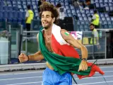 Rome (Italy), 11/06/2024.- Gianmarco Tamberi of Team Italy celebrates winning the Men's High Jump Final at the European Athletics Championships in Rome, Italy, 11 June 2024 (issued 12 June 2024). (Salto de altura, Italia, Roma) EFE/EPA/FABIO FRUSTACI ITALY ATHLETICS