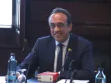 El presidente de la cámara catalana durante la reunión de la Mesa del Parlament.