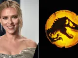 Scarlett Johansson y logo de 'Jurassic World'