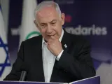 El primer ministro israelí, Benjamin Netanyahu, durante una rueda de prensa.