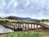 Recreación del puente celta objeto del estudio
