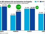 Evolución del número de nacimientos en España