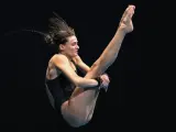 Spain's Ana Carvajal competes in the final of the women's 10m platform diving event during the World Aquatics Championships in Fukuoka on July 19, 2023. (Photo by Yuichi YAMAZAKI / AFP)
