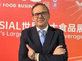 El director general de la Asociación Nacional de Industrias de la Carne de España (ANICE), Giuseppe Aloisio, en la feria de alimentación SIAL de Shanghái (China).