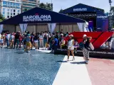 La 'F1 Barcelona Fan Village' en la plaza Catalunya.