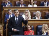 El presidente del Gobierno, Pedro Sánchez, este miércoles en la sesión de control en el Congreso.