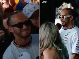 Lewis Hamilton conociendo a su 'doble' en Barcelona.