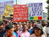 Manifestación contra el racismo y la explotación laboral en solidaridad con el jornalero abandonado por sus jefes con el brazo amputado