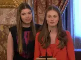 Un micro abierto destapa la frase de la infanta Sofía a la princesa Leonor durante su discurso a Felipe VI