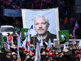 Una de las manifestaciones de los últimos meses en favor de la libertad de Julian Assange.