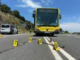 Autobús implicado en el atropello mortal de una septuagenaria en Ourense.