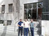 El coordinador local de IU, Enrique Ruiz, el portavoz de Podemos, Alejandro Lorenzo y el portavoz local de Verdes-EQUO, Ramón Joaquín Arnalte.