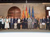 El jefe del Consell, con los representantes del sector de la automoción en el Palau de la Generalitat.