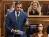 El presidente del Gobierno, Pedro Sánchez, interviene durante una sesión de control al Gobierno, en el Congreso de los Diputados