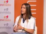 La triatleta paralímpica Marta Francés, durante la entrevista.