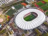Vista a&eacute;rea del Mercedes-Benz Arena de Stuttgart, el estadio donde jugar&aacute; Espa&ntilde;a contra Alemania.