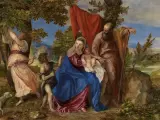 Descanso en la Huida a Egipto del taller de Tiziano / Prado