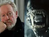 Ridley Scott (izq.) y el xenomorfo de 'Alien: Romulus'.