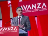 El presidente del Gobierno español, Pedro Sánchez, interviene en la presentación de la Fundación Avanza este miércoles