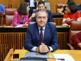 El secretario general del PSOE-A, Juan Espadas, en el Parlamento andaluz. 26/6/2024