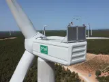 Vista aérea de una planta eólica de Enel