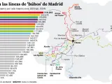 Gráfico de los viajes en las líneas de 'búhos' de Madrid.