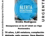 El cartel de alerta desactivada de SOS Desaparecidos.
