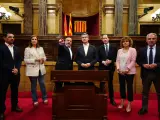 Alberto Núñez Feijóo se cita con los miembros del GPP en el Parlament de Cataluña.