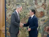 El Rey Felipe VI recibe en audiencia al lehendakari, Imanol Pradales, en el Palacio de La Zarzuela.