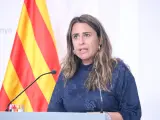 La portavoz del Govern en funciones, Patrícia Plaja, durante la rueda de prensa de este martes.