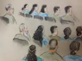 Un boceto judicial proporcionado muestra a algunos de los acusados.
