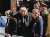 September 11, 2023, Santiago, Chile: Jose Mujica (L) seen during the commemoration of the 50 years of the 1973 Coup d'état. Citizen act in commemoration of the 50 years of the 1973 Coup d'état, attended by various authorities and international guests, held in the Citizen's Square in Santiago de Chile. Europa Press/Contacto/Cristobal Basaure Araya (Foto de ARCHIVO) 11/9/2023