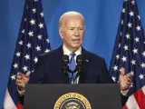 El presidente de Estados Unidos, Joe Biden, durante su comparecencia al finalizar la cumbre de la OTAN en Washington