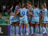 Las jugadoras de la selección española, durante el partido ante República Checa.