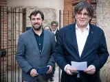 El eurodiputado Antoni Comín y el expresidente de la Generalitat, Carles Puigdemont, el pasado mes de marzo.