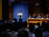 Isabel Díaz Ayuso, este lunes en la Junta Directiva Autonómica del PP de Madrid que se ha celebrado en Leganés.
