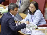 Mazón vota la elección del director de la Agencia Antifraude en presencia de Llanos Massó.