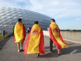 Aficionados españoles en Alemania antes de las semifinales de la Eurocopa.