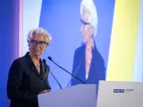 Christine Lagarde da el discurso de clausura del foro 2024 del BCE en Sintra.
