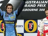 Fernando Alonso y Ralf Schumacher en el podio de Australia 2006