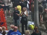 Periodistas en la escena de un ataque ruso sobre Kiev, el pasado 8 de julio